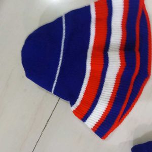 Striped Knit Baby Outfit - Hat, Top, Pants