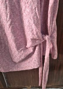 Pink Textured Tie-Side Tunic Top