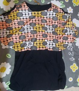 Patterned Cold Shoulder Top
