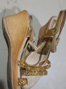 Golden Platform Heel
