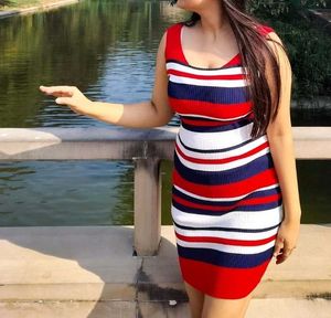 Striped Ribbed Mini Dress