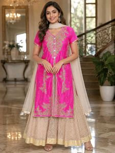 Stunning Pink & Gold Lehenga Choli Set