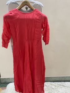 Vibrant Coral Anarkali Kurti
