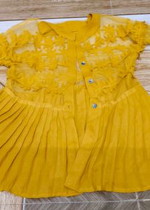 Stylish Mustard Yellow Pleated Top