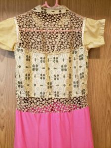 Glittery girls' Festive Dress - Pink &amp; Gold