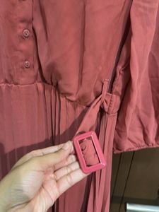 Dusty Rose Pleated Shirt Dress – Size M