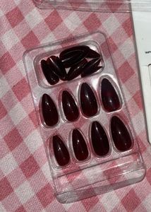 burgundy Almond Press-On Nails