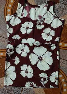 Floral Print Sleeveless Top kurti stitched by me