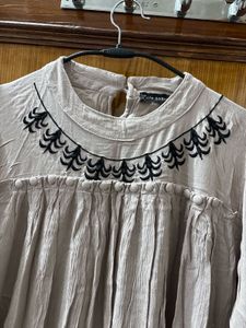 Elegant Embroidered Beige Dress