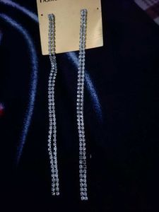 Fancy Two Line Rhinestone Earrings