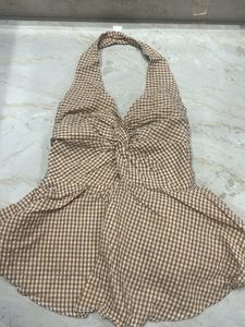 Cute Gingham Halter Romper