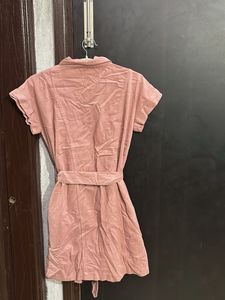Pink Corduroy Shirt Dress