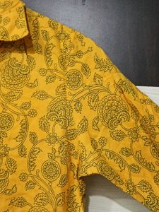 Yellow Kurti with Black Print