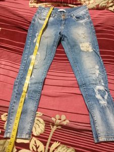Preloved Blue Ribbed Waist 30 Denim