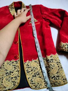 Red &amp; Gold Ethnic blazer for your lil hero