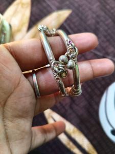 pure Silver Baby kada pair with Bells