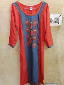 Women's Orange Kurti With Legging