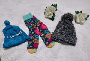 Combo Of Beautiful Caps With Socks