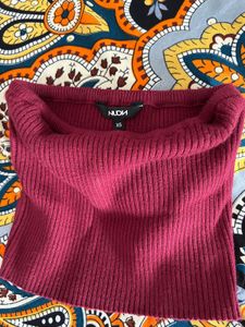 Ribbed Maroon Tube Top