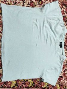 Light Blue Ribbed Cropped Top