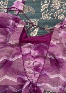 Purple Ombre Puff Sleeve Blouse