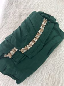 Embellished Emerald Green Kurta Set