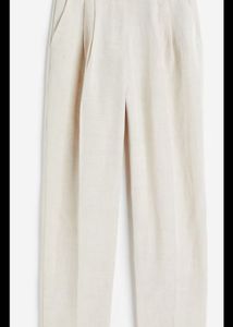 Cream Wide Leg Linen Pants