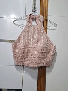 Designer Sequin Blouse &amp; Ruffled Lehenga Set