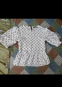 Cute Polka Dot Peplum Top