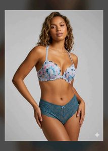 Floral Print Push-Up Bra & Lace Panty Set