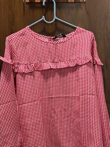 Harpa Red Gingham Ruffle Top