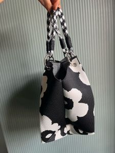 Black &amp; White Floral Tote Bag