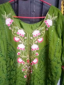 Green Embroidered Kurta
