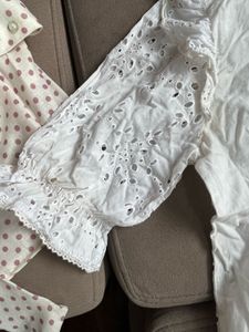 ✨ Elegant White Cotton Schiffli Tunic |