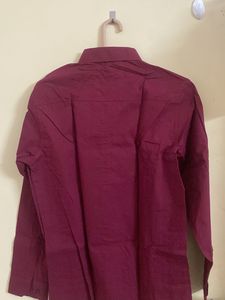 Maroon Cotton Long Sleeve Shirt