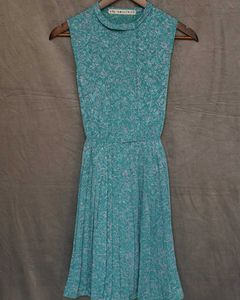 Retro Teal Floral Dress