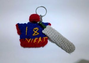 Crocheted Cricket Keychain - Virat Kohli Fan