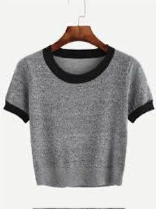Grey Short Sleeve Crop Top