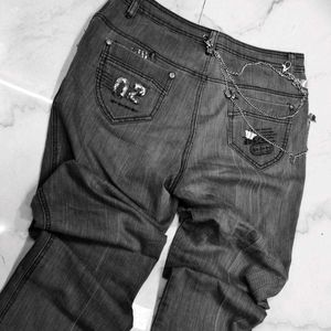 Grey Jeans with Sequins Detail