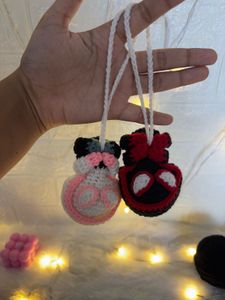 Crochet Spiderman Miles &amp; Spider-Gwen keychain
