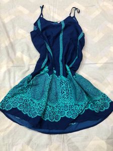Navy & Turquoise Mini Dress