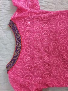 Stylish Pink Embroidered Sequen handwork with broc