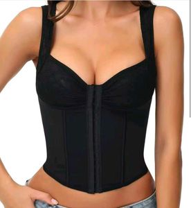 Black Lace Trim Corset Top
