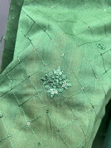 Elegant Green Dress Material with Embellishments