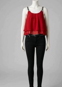 Chic Red Ruffled Cami Top