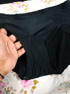 Black Lace Bikini Set 2 Tops 1 Silk Panty