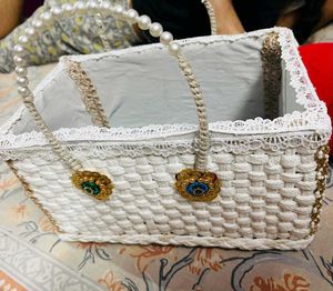 White Woven Basket With Storage Box