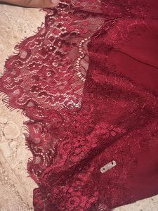 Burgundy Lace Trim Cami Top