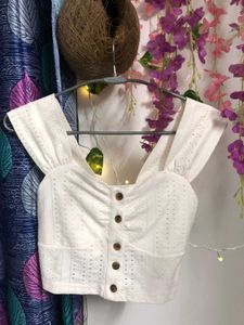 White Eyelet Crop Top