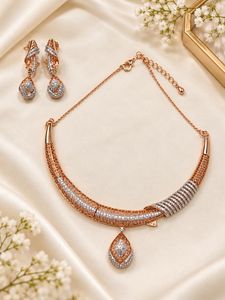 Elegant Rose Gold & CZ Jewelry Set